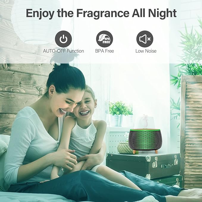 Diffuserlove Diffuser Essential Oil Diffusers 400ML Aromatherapy Air Diffuser for Home Bedroom Office Room Aroma Diffuser with 7 Color Lights Intermittent Mist Mode
