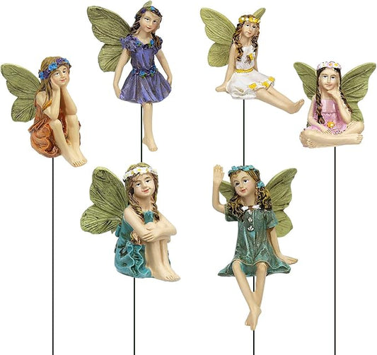 Fairy Garden Figurines 6pcs Miniature Fairies for Outdoor Garden Décor