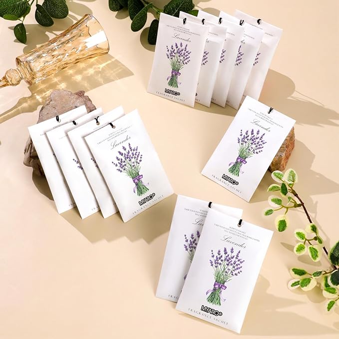 MYARO 12 Packs Lavender Scented Sachets Air Freshener for Drawer and Closet, Long-Lasting Sachets Bags Drawer deodorizers Fresh Scents, Home Fragrance for Lover