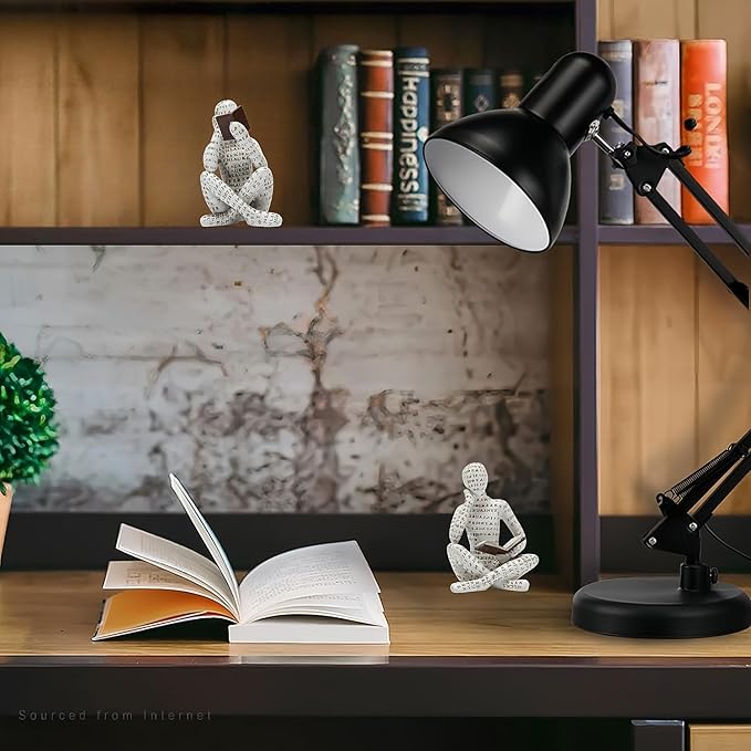 Bookshelf Decor Pulp Reading Thinker Sculpture, Abstract Art Statue Ornaments, Set of 2 Modern Aesthetic Figurine Home Decor Accents for Office Living Room Bedroom Shelf Coffee Table Desk