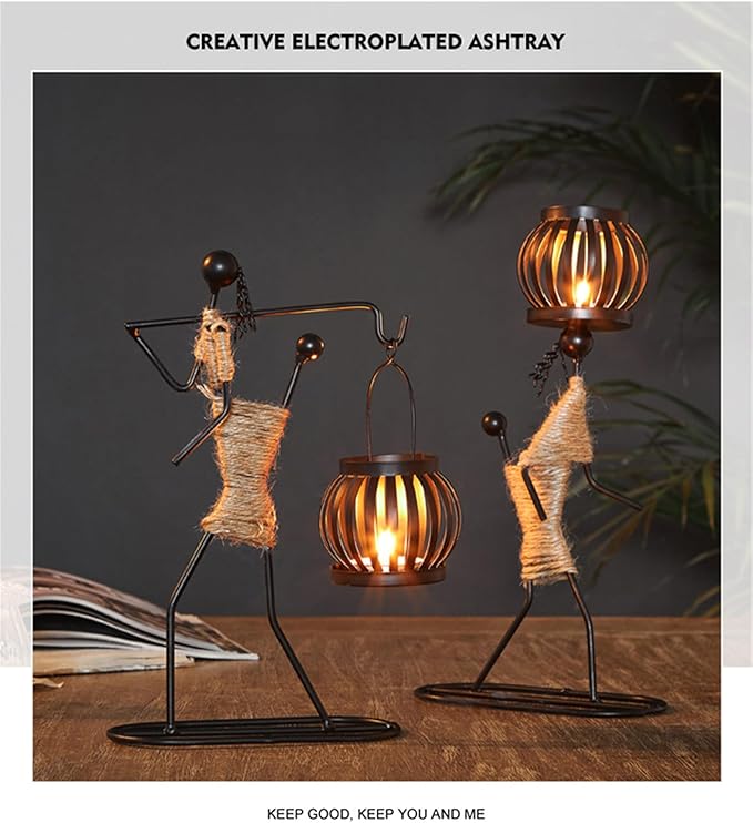 Notart Art Gallery | Creative African Tribal Lady Candle Holders, Tribal Lady Candle Holder Centerpieces, Iron Candlestick Holders for Home, Bar,Dining Table Decor, Personalizable Style Shelf Décor