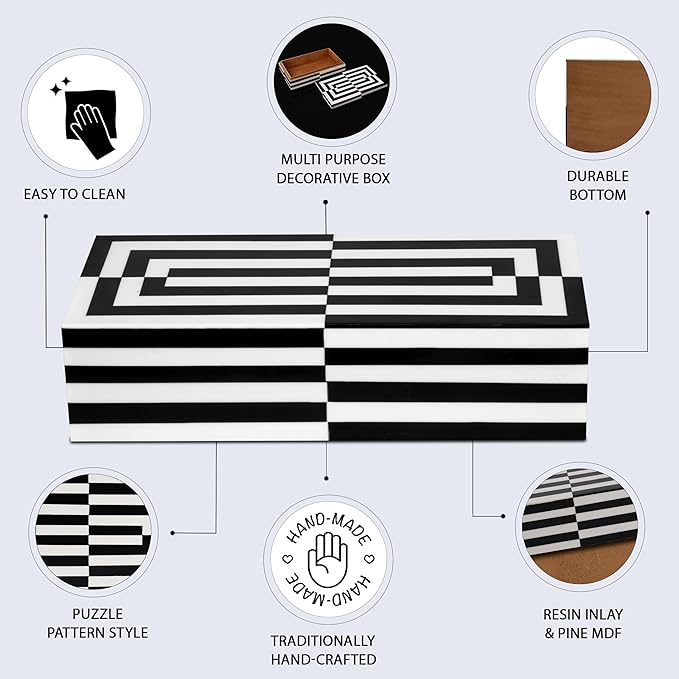 Handicrafts Home Handmade Puzzle Collection Decorative Jewelry Box Organizer – Keepsakes, Trinkets, and Home Decor – Antique Coffee Table Storage, Memory Box, Farmhouse Style Decor Slide, 10x4.5x2.5