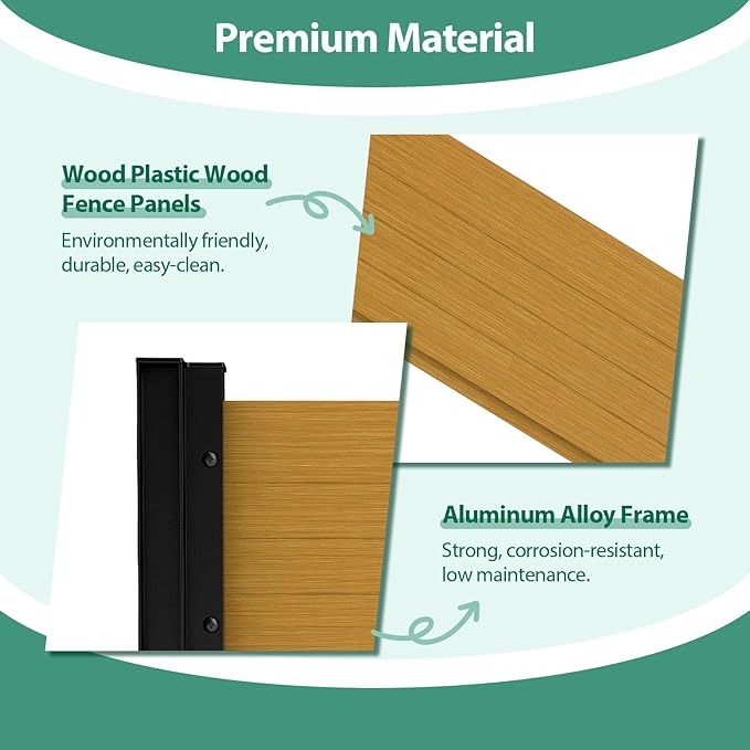 Vertical Screen Planter Bed - Raised Garden Box with Trellis for Climbing Plants, Durable Privacy Fence Planter for Outdoor, Patio, Deck Aluminum Frame, Yellow Teak with Base