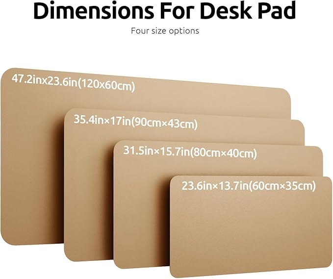 YSAGi Leather Desk Protector, Office Mat, Large Mouse Mat, Non-Slip PU Leather Blotter, Laptop Desk Pad, Waterproof Writing Pad for Office and Home (Latte, 31.5" x 15.8")