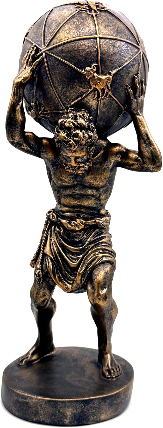 Bronze Greek Atlas Holding World Statue Large Sculpture Figurine Home Office Living Room Desktop Display Decor Decorative Decoration 16.5 Inch