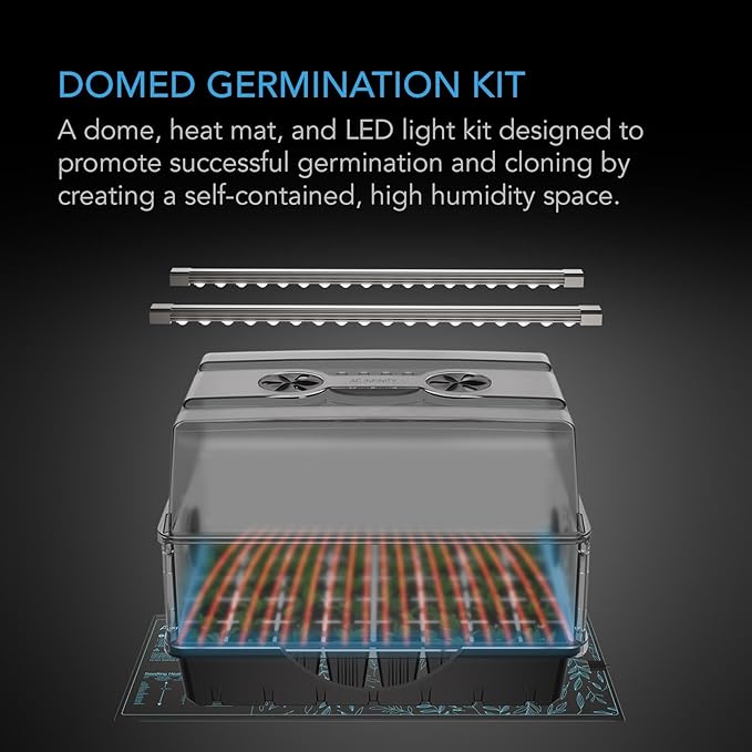 AC Infinity Heavy-Duty Humidity Dome 5x8 Germination Kit with Waterproof Seedling Mat, Full Spectrum LED Grow Light Bars, Samsung LM301H EVO Diodes, Vented Extension Panels, for Seed Starting
