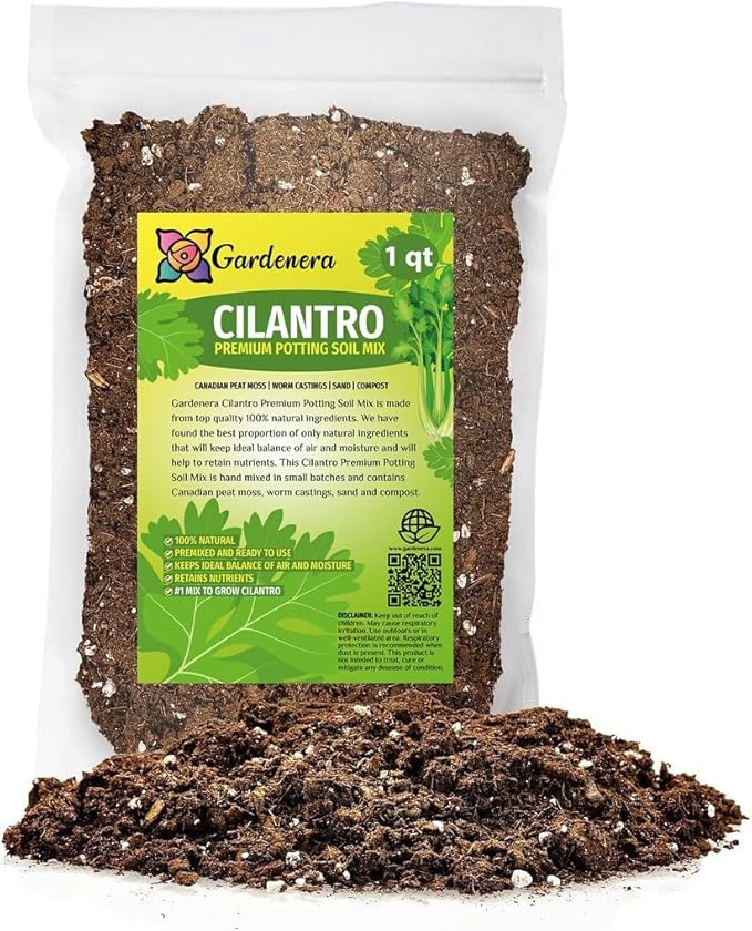 Premium Cilantro Plant Potting Mix - Crafted for Vigorous Cilantro Growth and Intense Flavor - 1 Quart