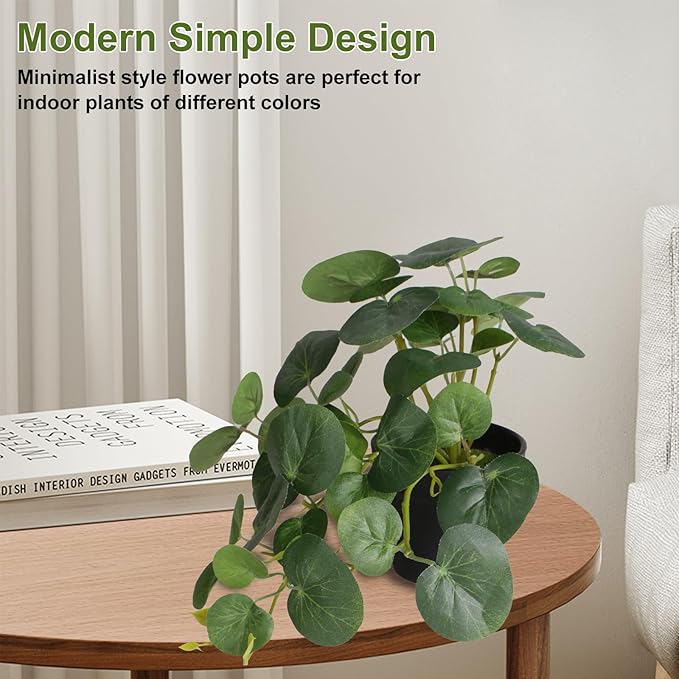 Artificial Plants Set of 4 Fake Comosum Potted Plant with Black Pot Greenery Decor for Indoor Home Porch Garden Bathroom Décor