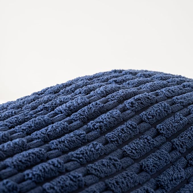 Fancy Homi 2 Packs Navy Blue Long Body Lumbar Decorative Throw Pillow Covers 14x36 Inch for Bed Couch Bedroom Bench, Soft Corduroy Rectangle Solid Pillow Case, Rustic Farmhouse Boho Room Decor