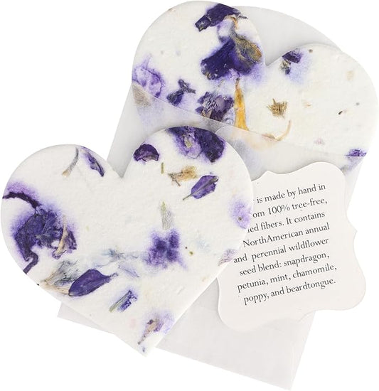 Set of 24 Purple Heart – Plantable Seed Paper Embedded with Wildflower Seeds for Bridal Shower, Wedding Gift, Birthday, & Other Milestone Celebrations