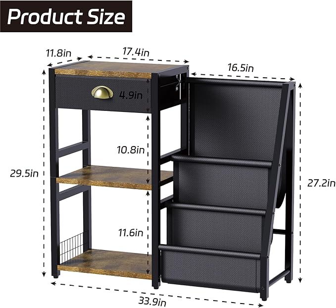 End Table with Vinyl Record Storage,Record Player Stand,3 Tier Turntable Stand with Records Holder,Stand Table for Media Stereo Speaker,Amplifiers,Magazines-Vintage