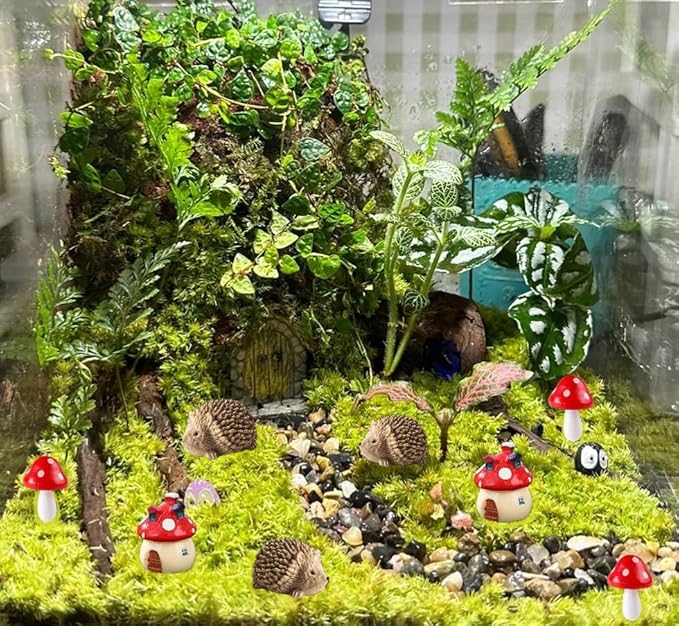 8 Pieces Fairy Garden Houses Mushroom Decor Accessories,Mini Resin Animals,Garden Kit for Kids
