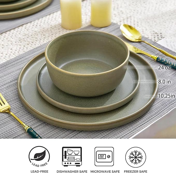 AmorArc Stoneware Dinner Plates Set of 6, 10.5 Inch Reactive Matte Glaze Ceramic Plates Set, Modern Dinnerware Dish set for Kitchen, Microwave, Dishwasher Safe