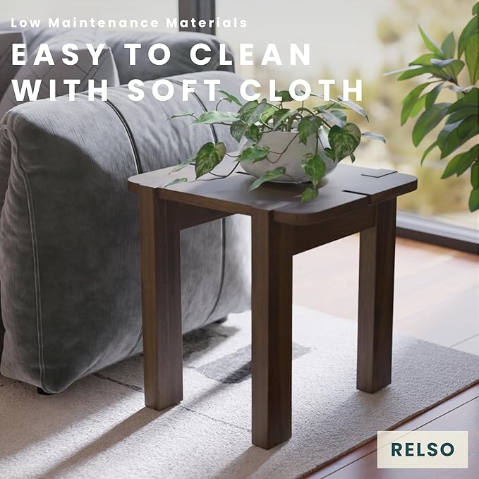 Mocha Mango Wood Accent Table - Handcrafted Coffee Finish Side Table for Living Room, Bedroom, Entryway, Patio, Pool | Small Sofa Shelf, Plant Stand, Nightstand | Outdoor & Indoor use | Easy Assembly