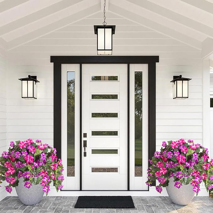 4PCS Artificial Fake Flowers Plants for Spring Summer Decoration,No Fade Faux Petunias,UV Resistant Realistic Silk Flowers,for Home Garden Balcony Yard Porch Deco (Fuchsia)