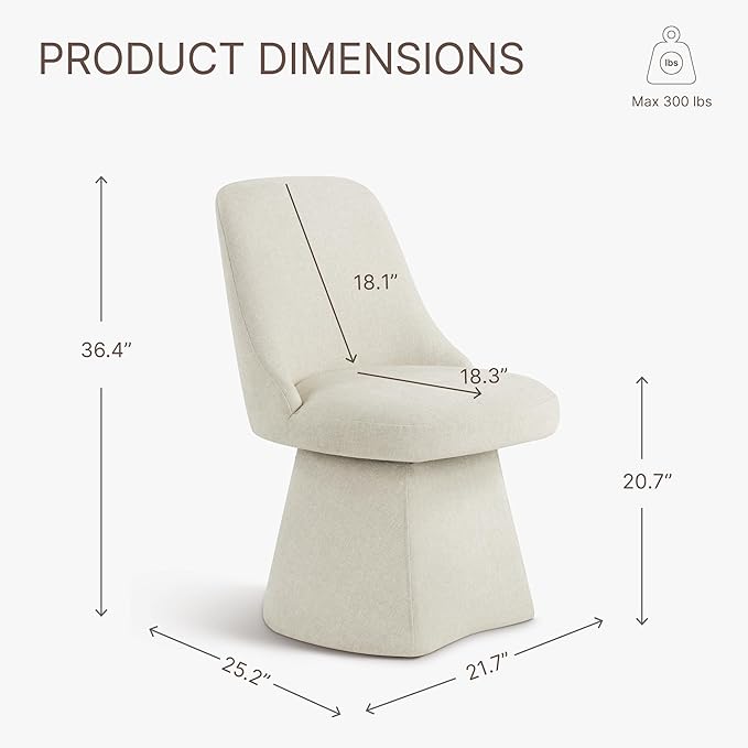 Swivel Dining Chair Mid Century Modern DeskChair High Back Upholstered Linen Fabric SideChair for Kitchen Diningroom Bedroom,Linen,1 Box