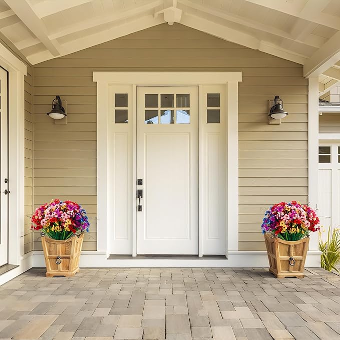 20 Bundles Artificial Flowers for Outdoors or Indoor Garden Home Decoration,No Fade Fake Flowers Faux Plants for Decoration Hanging Planters,Porch Window Box Garden Wedding Farmhouse Fake Plants