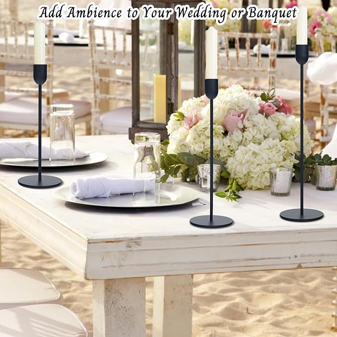 Black Tall Candle Candlestick Holder, Decorative Candlestick Holder for Wedding, Dinning, Party, Fits 3/4 inch Thick Candle&Led Candles