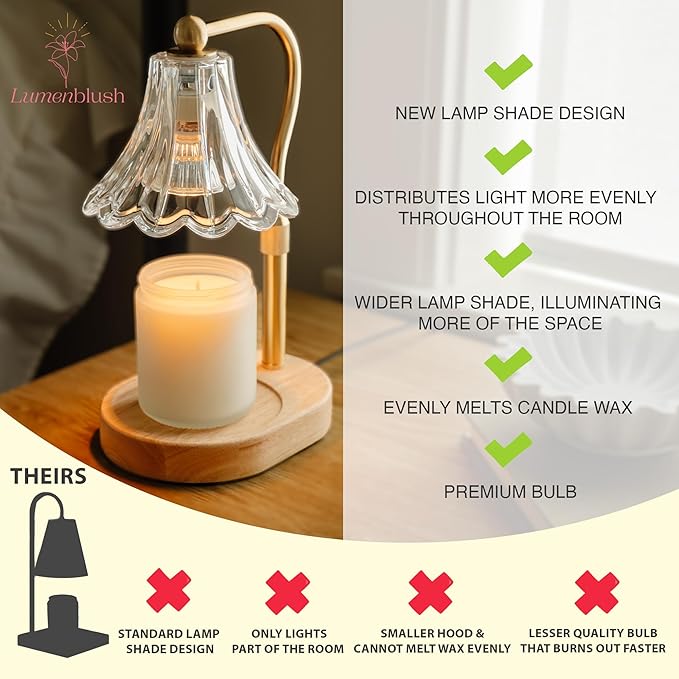 Candle Warmer Lamp with Timer Dimmer, Adjustable Height, Vintage Candle Melter, Modern Home Decor Gift, Birthday Gifts for Women Mom,House Warming Gifts Home Decor, Scented Wax Jar Candles