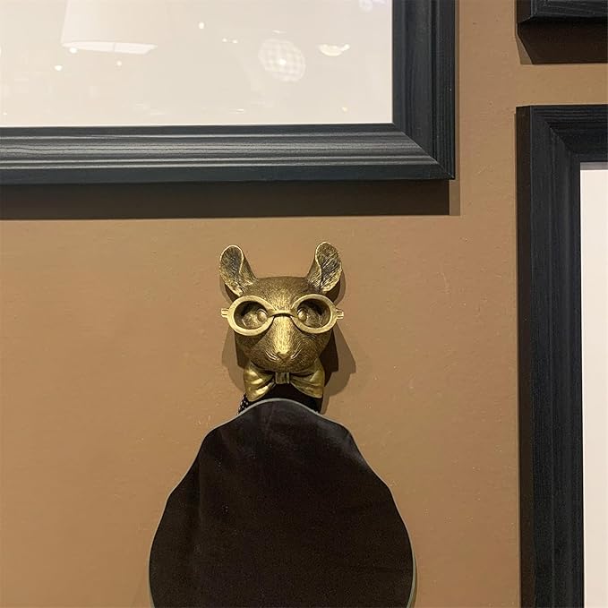 GUASDIE Animal Wall Decor: Faux Deer Head Mount, Resin Animal Head Wall Hanging for Living Room, Bedroom, Bathroom, Kitchen, Unique Art, Sculptures Home Decor, Gift, Rat