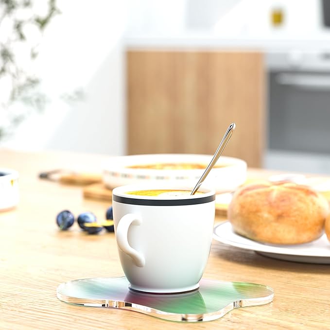 Acrylic Coaster Decorative Plates, Irregular Bar Drink Coaster, Clear Cloud Shape Coffee Cup Coaster, Perfect for Tabletop Protection and Accessories Display.(Iridescent)