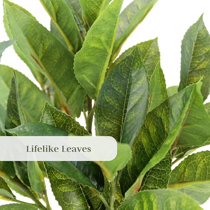 Faux Eucalyptus & Citrus Topiary, Set-of-2 Premium Artificial Indoor Plants, Enhances Interior Design, Lifelike-Leaves Create Realistic Natural Appearance, Grey Planter Pot Included