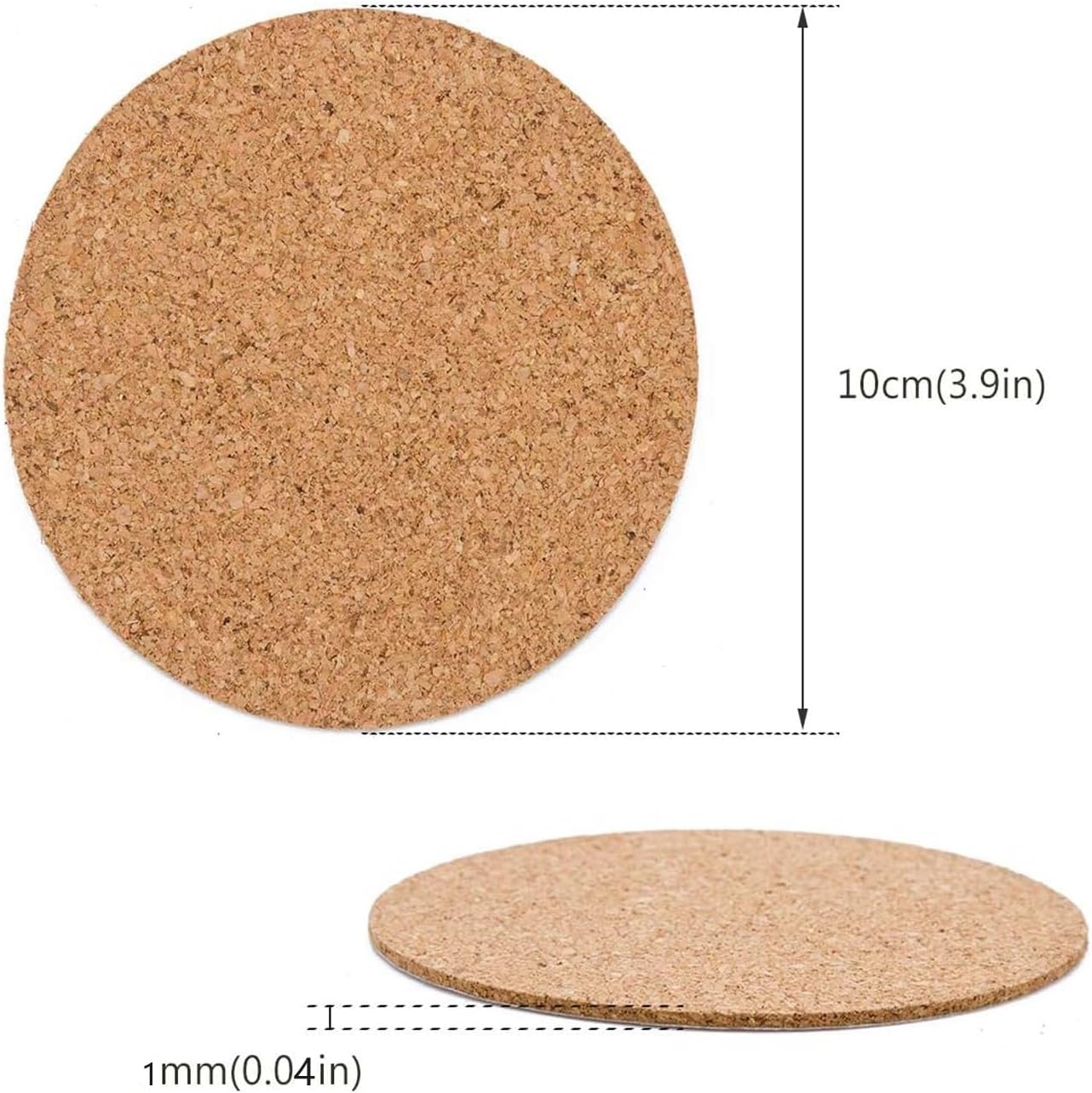 BEFORYOU 60 Pack Self-Adhesive Cork Round Coasters - 4"x 4" Cork Backing Sheets Mini Wall Cork Tiles for Coasters and DIY Crafts