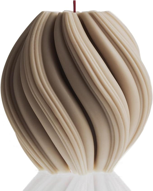 LAWA Swirl Candle - Large Beautiful Handmade Pillar Scented Soy Wax Twirl Elegant Bubble Aesthetic Candle Housewarming Gift Home Room Shelf Decor Idea Spiral Moon Gray (Medium)