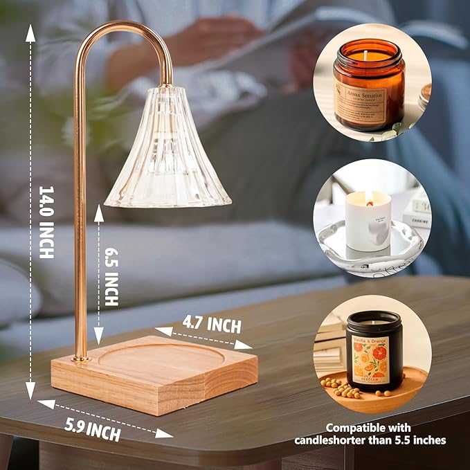 GEEZO Fragrance Candle Warmer Lamp，Electric Candle Warmer with Timer & Dimmer，Mom Christmas Birthday Gifts for Women, House Warming Gifts New Home Bedroom Decor