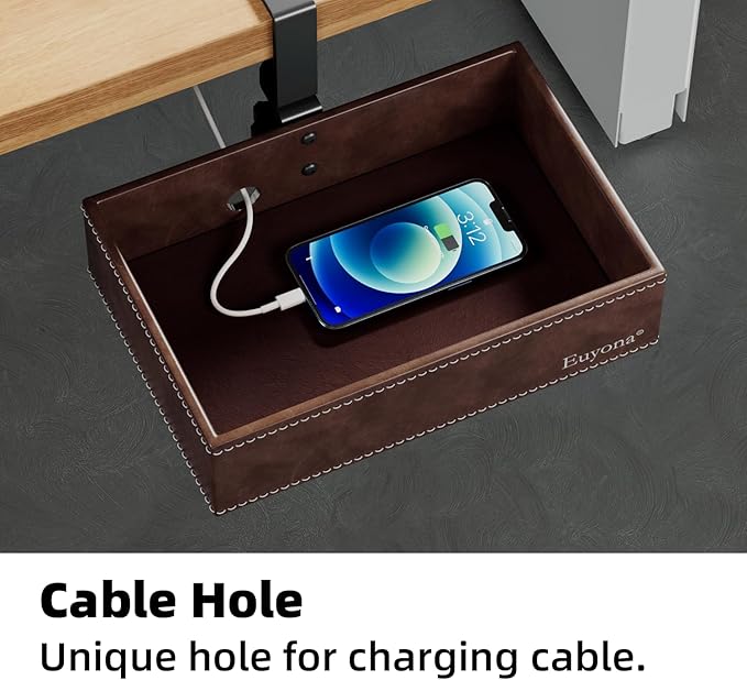 Mesh Hidden Desk Organizer with Swivel Drawer, Heavy-Duty C-Clamp Mount for Office Supplies, Art Tools & Pencil Storage – Easy Install Desktop Accessories (Coffee)