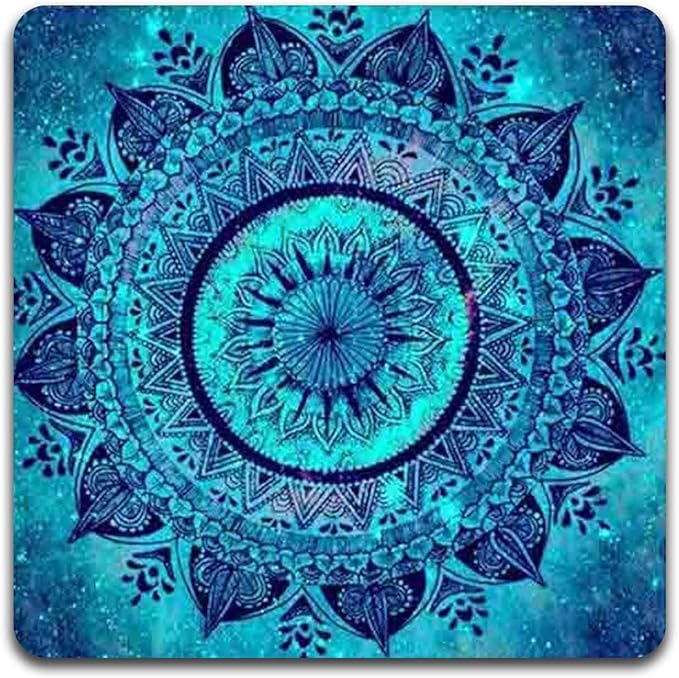 Mandala Pattern Square Coaster Set - Made of Recycled Rubber - Set of 4