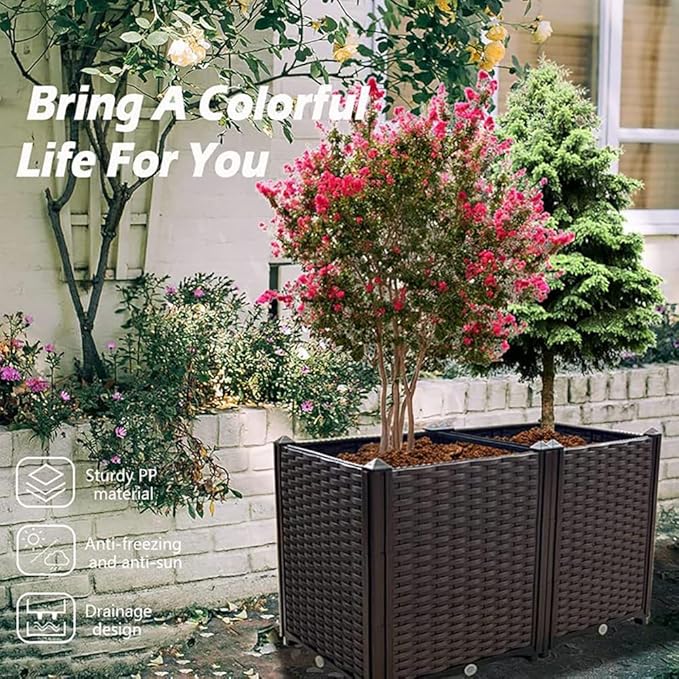 Raised Garden Bed Large Planters for Outdoor Plants Elevated Rectangular Garden Box Kits for Gardening, Vegetables, Flowers and Herbs in Backyard Patio Balcony