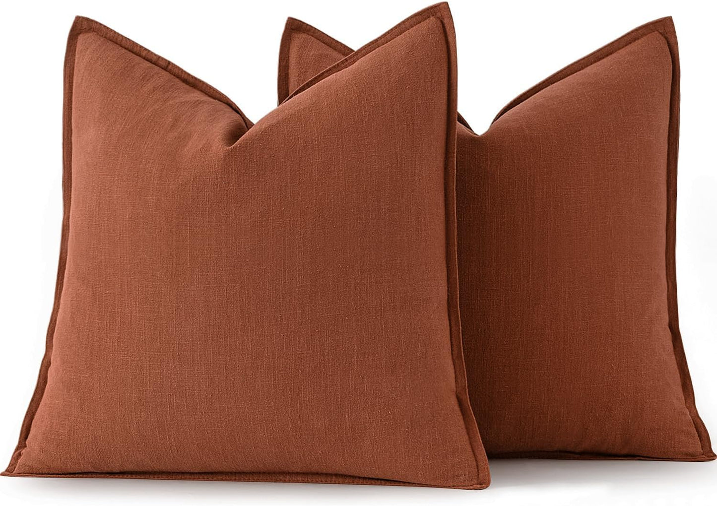 MIULEE Fall Decorative Linen Pillow Covers 18x18 Inch Rust Boho Farmhouse Neutral Couch Throw Pillows for Bed Pack of 2 Accent Modern Pillowcase Summer Sofa Livingroom Home Decor