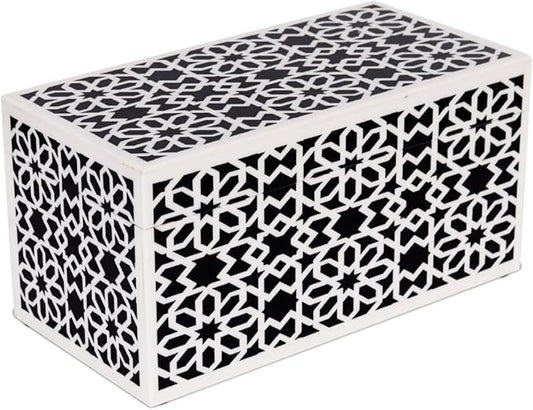 Handicrafts Home Decorative Storage Box with Lid– 10x5x5” Modern Home Decor Organizer, Memory Box & Jewelry Storage- Decorative Boxes for Living Room & Shelf Decor- Shiraz- Black White