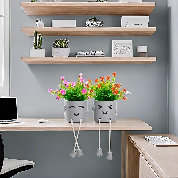 Lifelike Artificial Plants with Creative Pots, Realistic Faux Greenery for Home, Office, Bathroom, Bedroom, Kitchen, and Desk Decor, Long-Lasting Maintenance-Free DecorHome Office