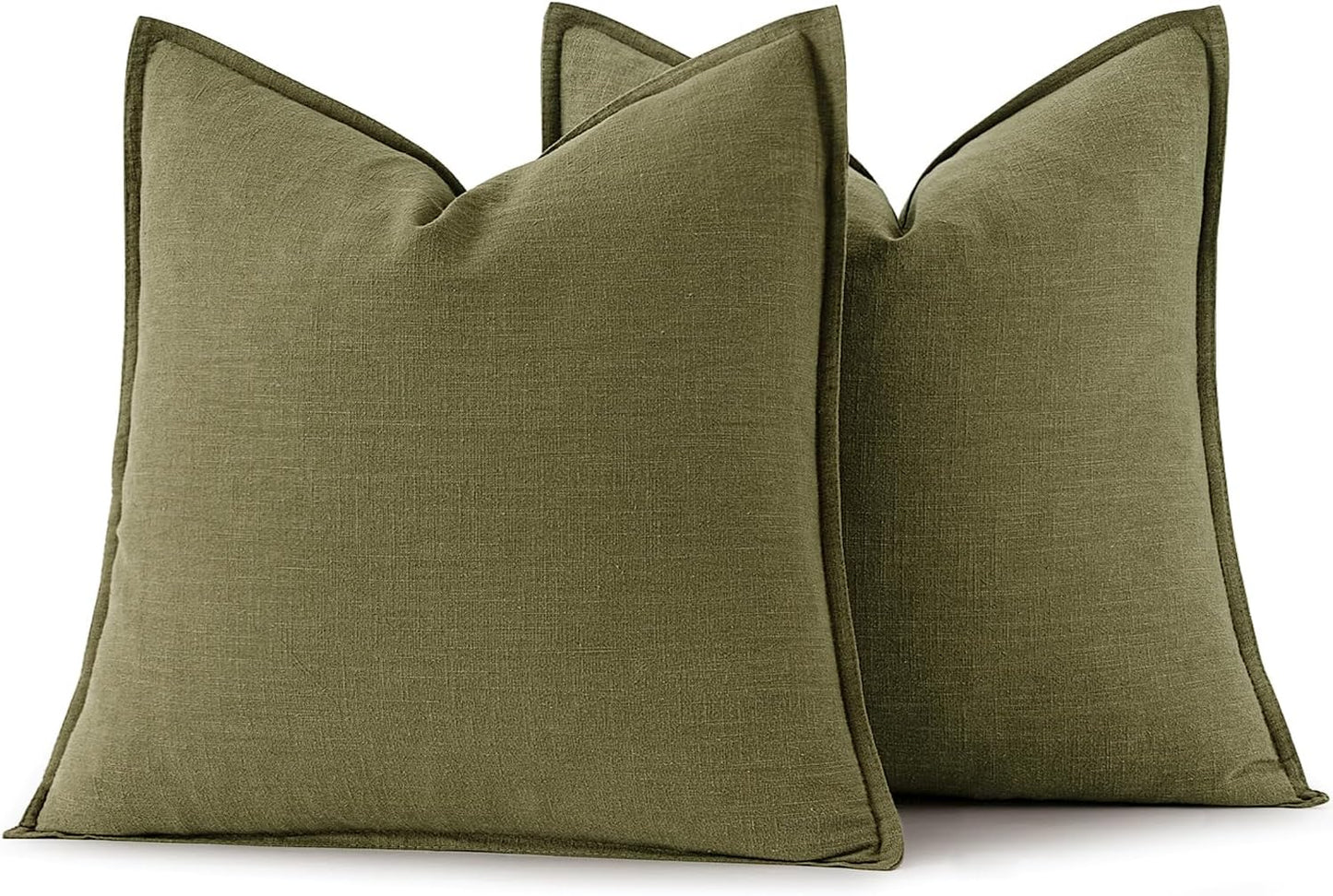 MIULEE Decorative Linen Pillow Covers 26x26 Inch Green Boho Farmhouse Neutral Couch Throw Pillows for Bed Pack of 2 Accent Outdoor Pillowcase Modern Sofa Cushion Livingroom Home Decor