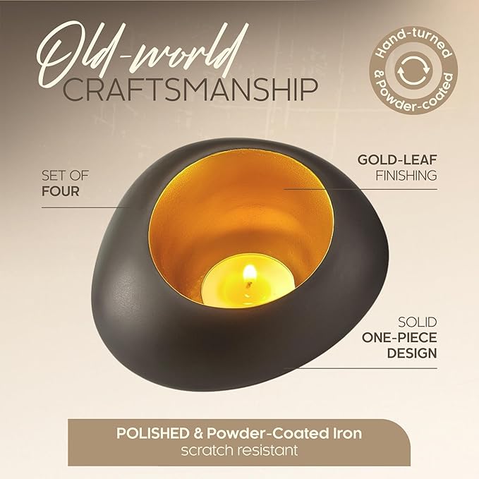 NativeSkins Tealight Holders - Glow Stones Set of 4 - Decorative Votive Candle Holders for Table Centerpiece, Tea Light Candle Display