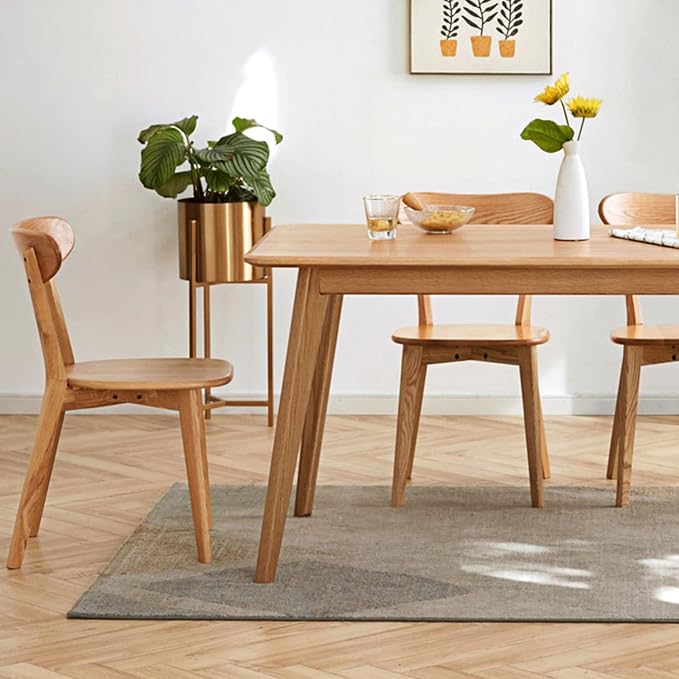 Oak Wood Dining Chairs - Kitchen Chairs Set of 4 with Comfortable Curved Backrest - Wood Chairs for Dining Room,Living Room - Original Wood Color