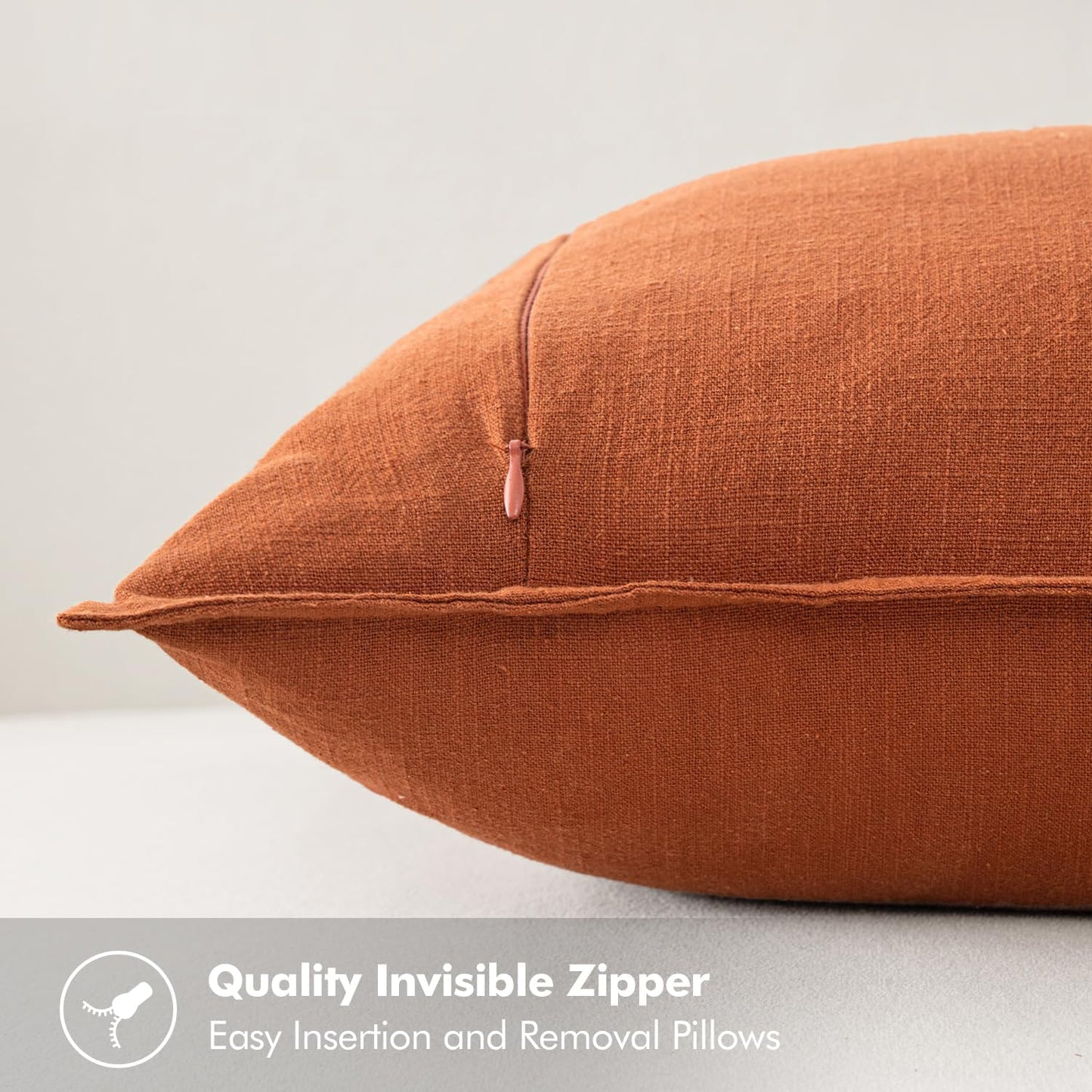 MIULEE Fall Decorative Linen Euro Sham Pillow Covers 26x26 Rust Boho Farmhouse Neutral Couch Throw Pillows for Bed Pack of 2 Accent Modern Pillowcase Summer Sofa Livingroom Home Decor