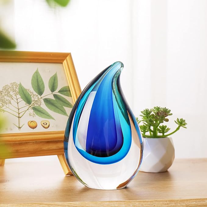 Yao Yuan Hand-Blown Murano-Style Glass Sculpture Decor Statue and Figurine - Wonderful Gift, Blue