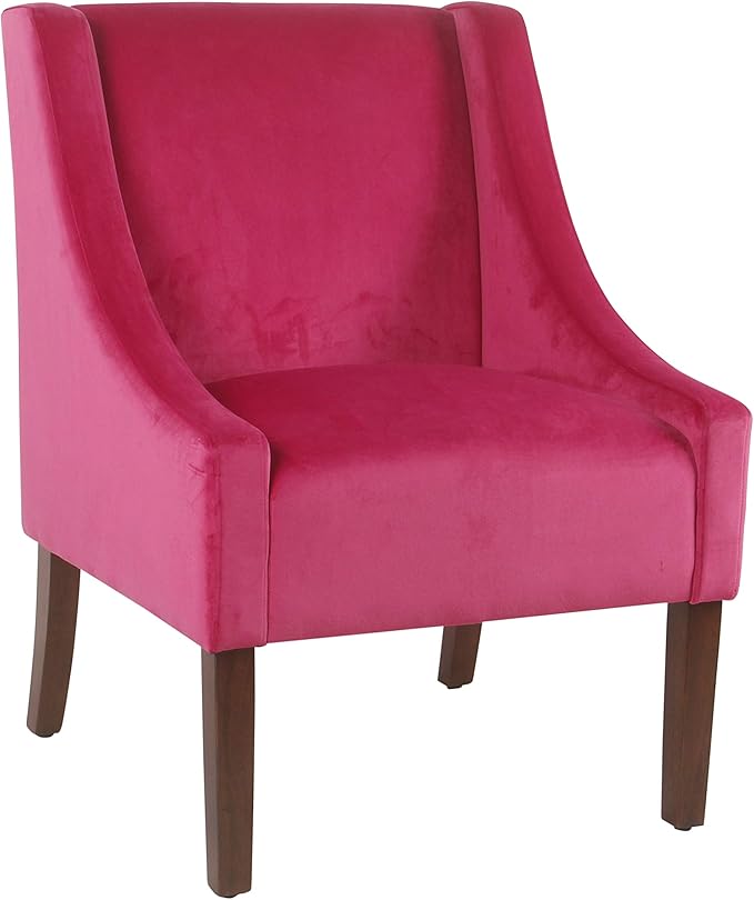 Homepop Home Decor | Upholstered Classic Swoop Arm Accent Chair | Accent Chairs for Living Room & Bedroom | Decorative Home Furniture, Pink