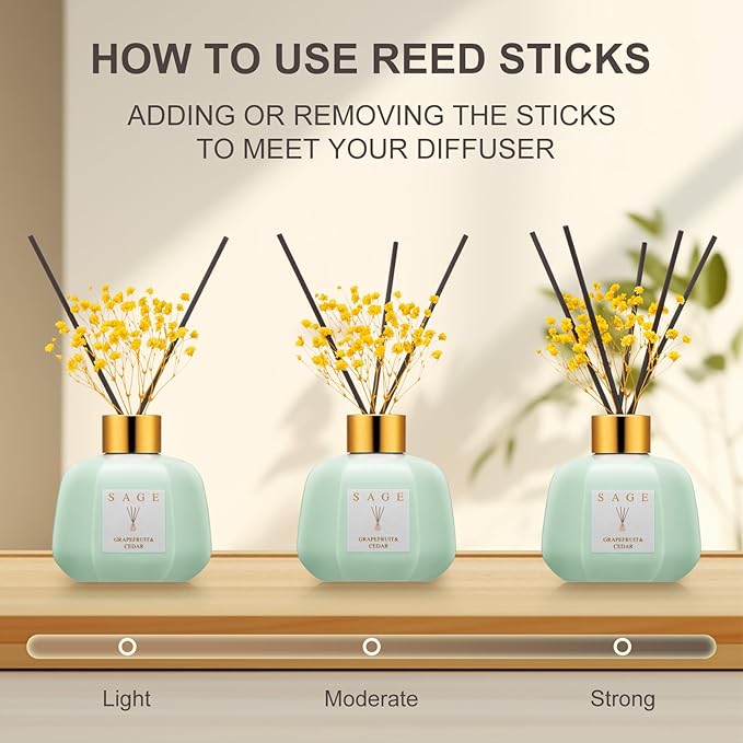 SAGE Hotel Reed Diffuser - Inspired by Marriott Room Scent | 3.4oz Grapefruit Cedar Scent Diffusers for Home | Preserved Real Flower & Oil Diffuser Sticks | Nightstand or Bathroom Decor for Shelves