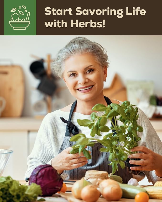 8 Herb Garden Kit - Non-Toxic BPA-Free Pots, Organic Seeds & Complete Growing Set - Elegant Indoor Herb Planter for Kitchen, Unique Housewarming & Birthday Gifts for Women, Mom, Retirement