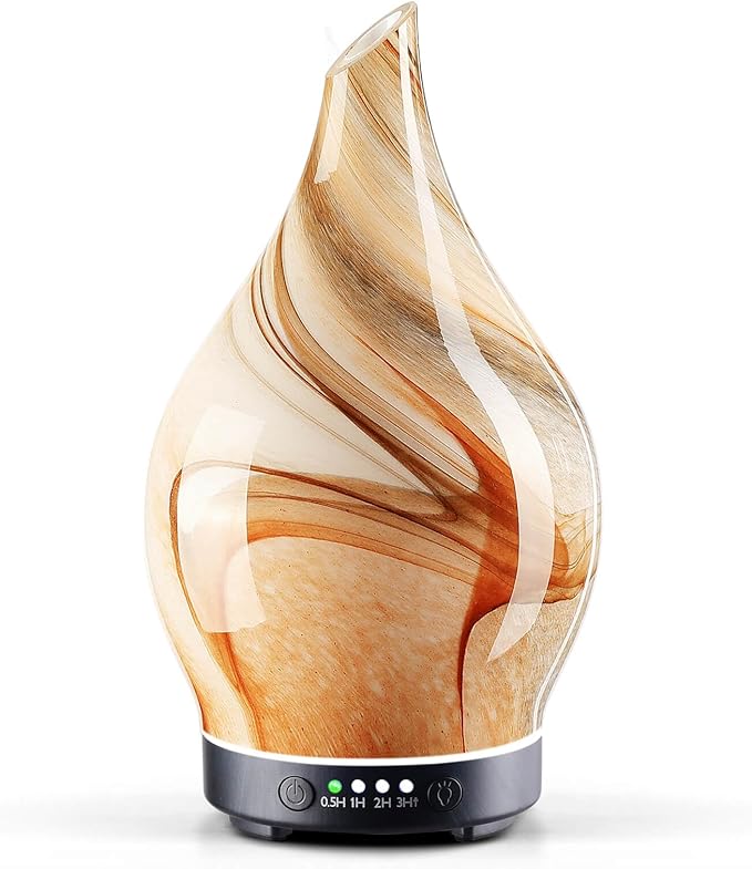 Porseme 150ml Essential Oil Diffuser Glass Color Changing Aroma Air Diffusers Aromatherapy Ultrasonic Cool Mist Humidifier 4 Running Hours Waterless Auto-Off for Sleeping Yoga Office Spa (Jupiter)