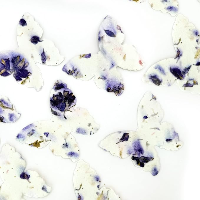 50 pcs Large Seed Paper – Purple Plantable Wildflower Butterflies for Bridal Shower, Wedding Gift, Birthday, Mother's Day & Other Milestone Celebrations