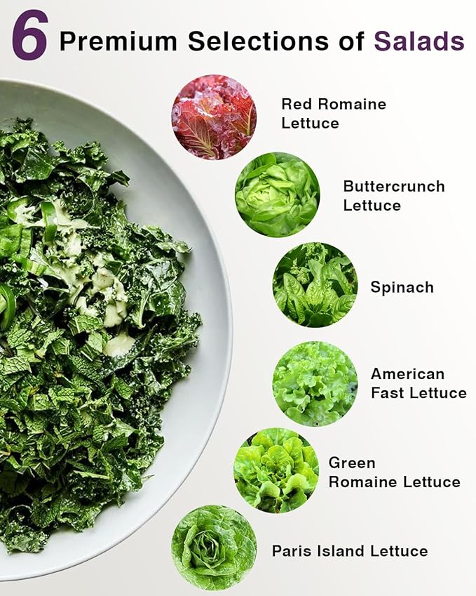 Salad Greens Seed Pod Kit for AeroGarden, iDoo with Red and Green Leaf, Romaine and American Fast, Buttercrunch, Parris Island Lettuce, Spinach - Compatible with All Hydroponics (12-Pod)