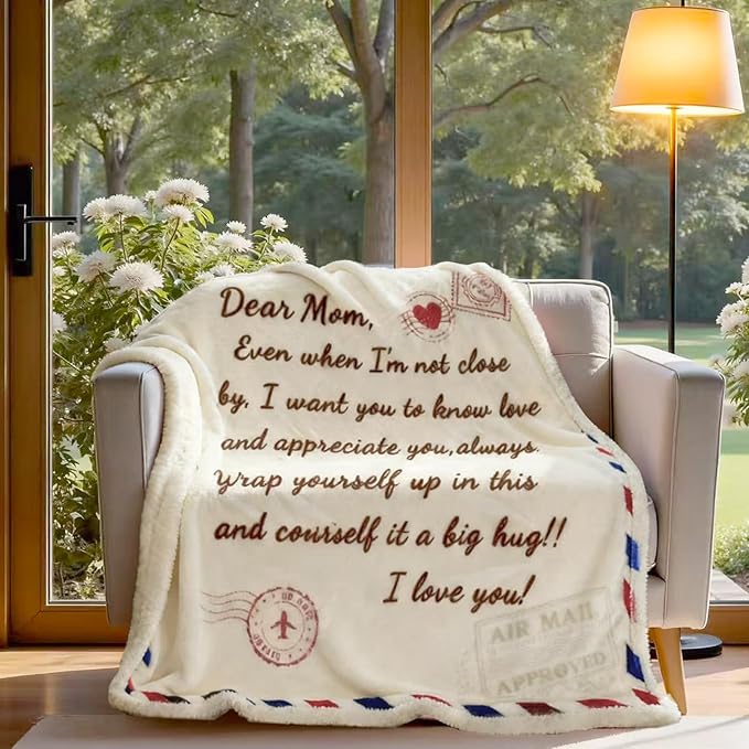 Geniospin Airmail Throw Blanket, Gift for Women/Teenage Girls/Daughter/Son/Grandma, Super Soft Flannel Throw Blanket for Christmas for Couch Bed Sofa, Warm and Cozy