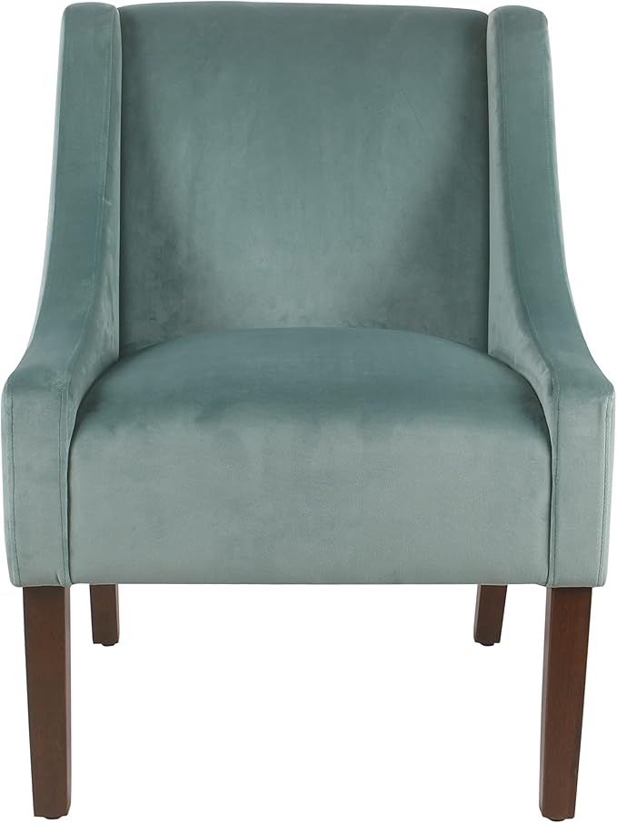 Homepop Home Decor | Upholstered Classic Swoop Arm Accent Chair | Accent Chairs for Living Room & Bedroom | Decorative Home Furniture, Light Velvet Aqua Blue