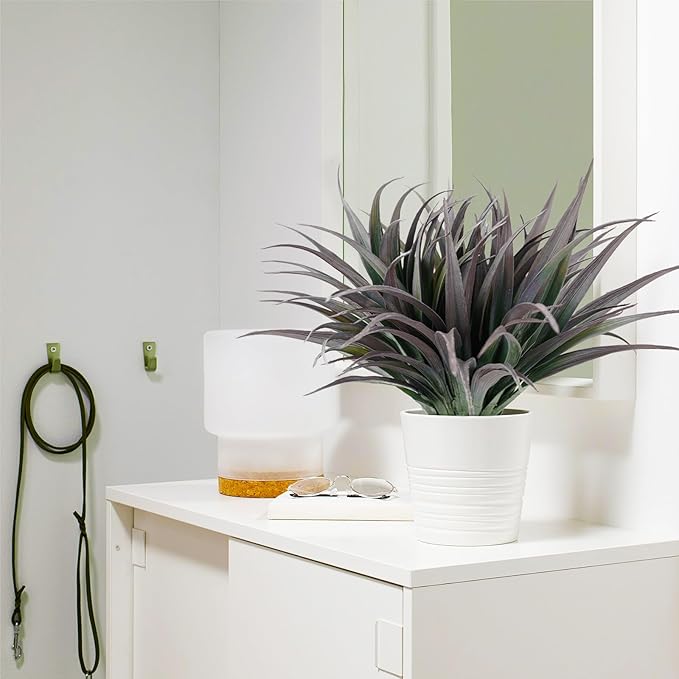 24Pcs Artificial Grass Plant Fake Outdoor Plastic Plants UV Resistant Faux Grasses Greenery Shrubs for Window Box Garden Patio Porch Home Decor Deep Purple