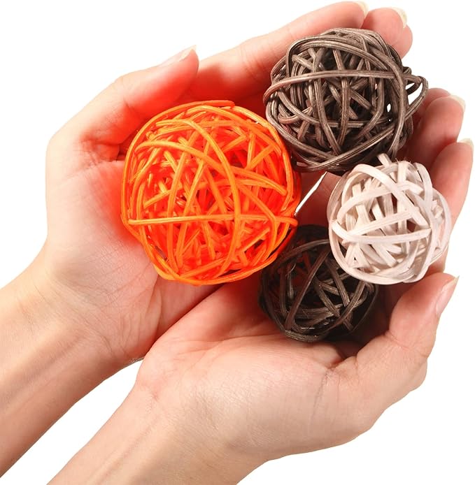 Patelai 36 Pcs Wicker Rattan Balls Decorative Balls for Vase Centerpiece Bowls Orbs Filler for Home Decor,4 Sizes(Bright Color)